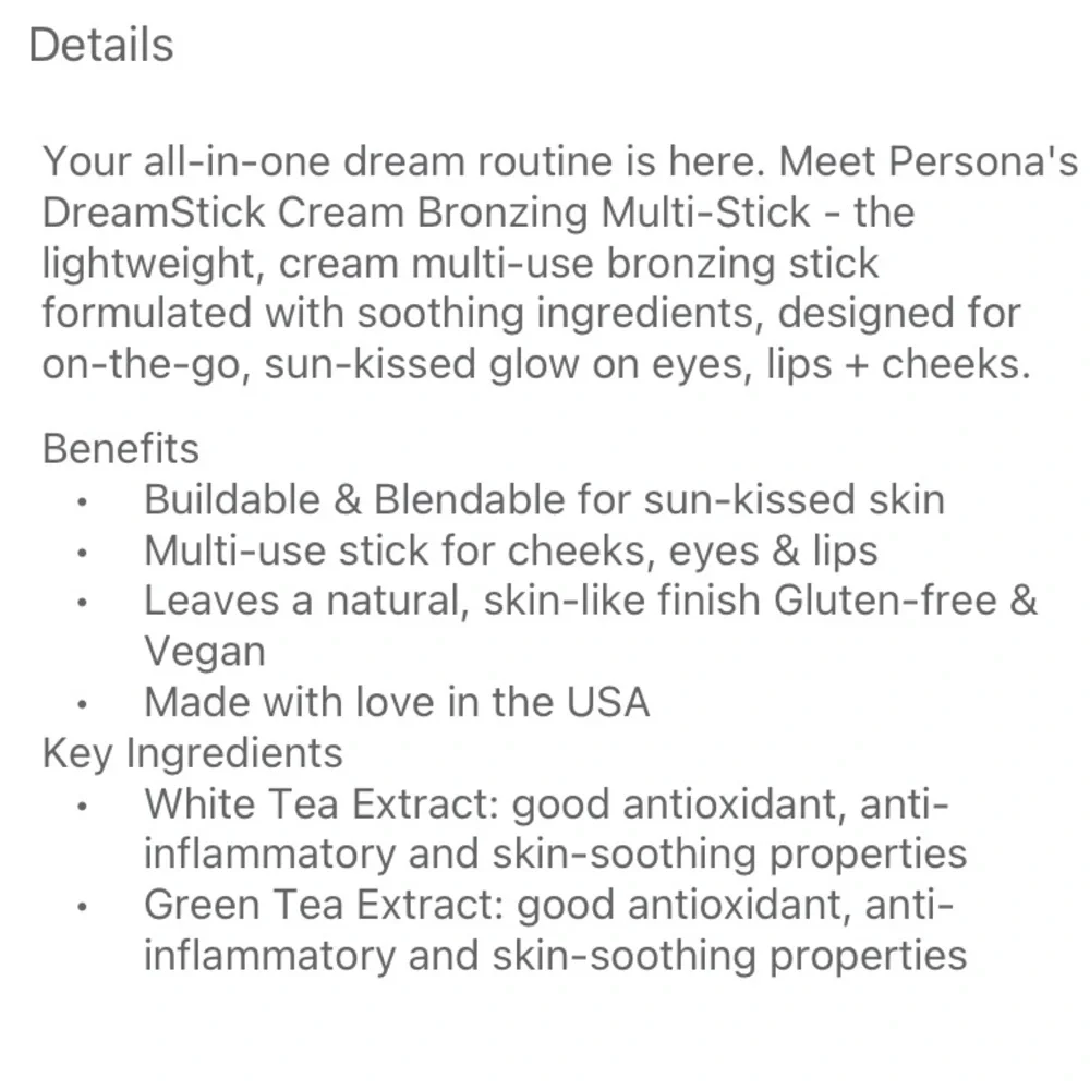 Persona Dream Multi Stick Contour Bronzer in Sahara BNIB